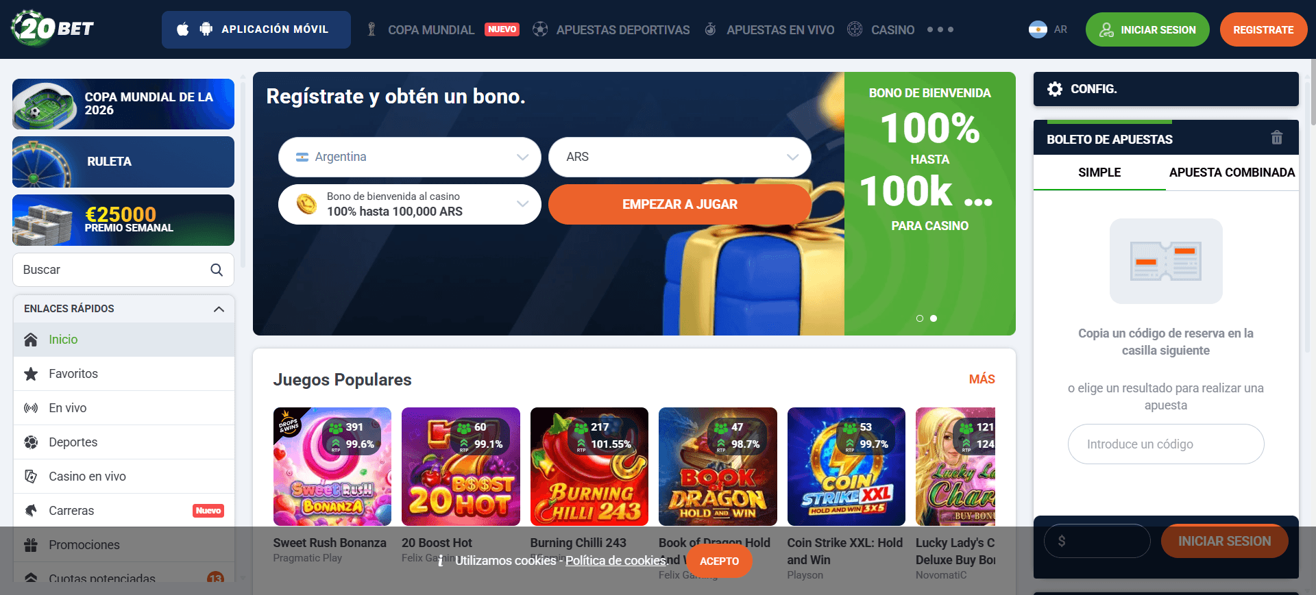 20bet argentina reseña